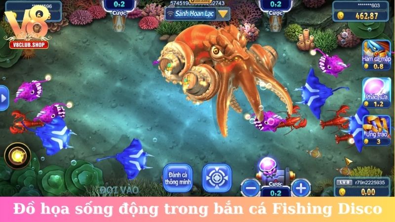 Đồ họa sống động trong bắn cá Fishing Disco