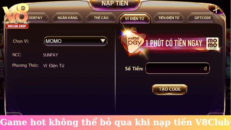 Top game hot không thể bỏ qua khi nạp tiền V8Club