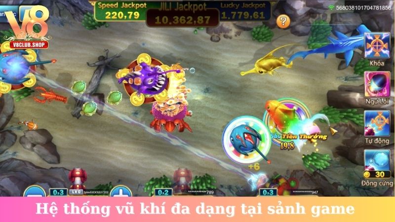 Hệ thống vũ khí đa dạng tại sảnh game