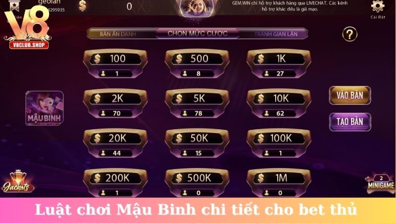 Luật chơi Mậu Binh chi tiết cho bet thủ
