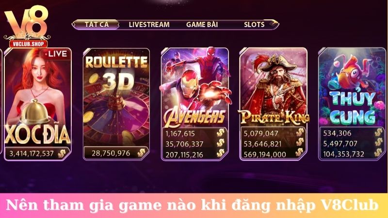 Nên tham gia vào sảnh game nào khi đăng nhập V8Club
