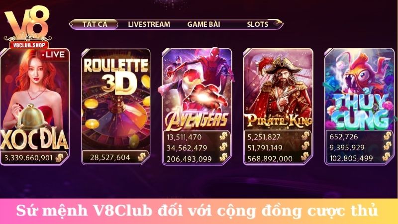 Sứ mệnh V8Club đối với cộng đồng cược thủ