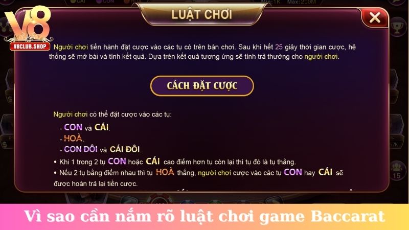 Vì sao cần nắm rõ luật chơi game Baccarat